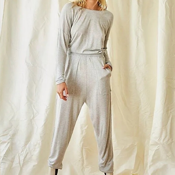 We The Free Gray Lucca Knit Loungewear Comfy Neutral Casual Jumpsuit Size S - Picture 1 of 14